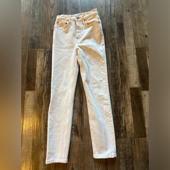 REDONE Orginals 90s High Rise Ankle Crop in Vintage White Size 24 - Picture 2 of 5